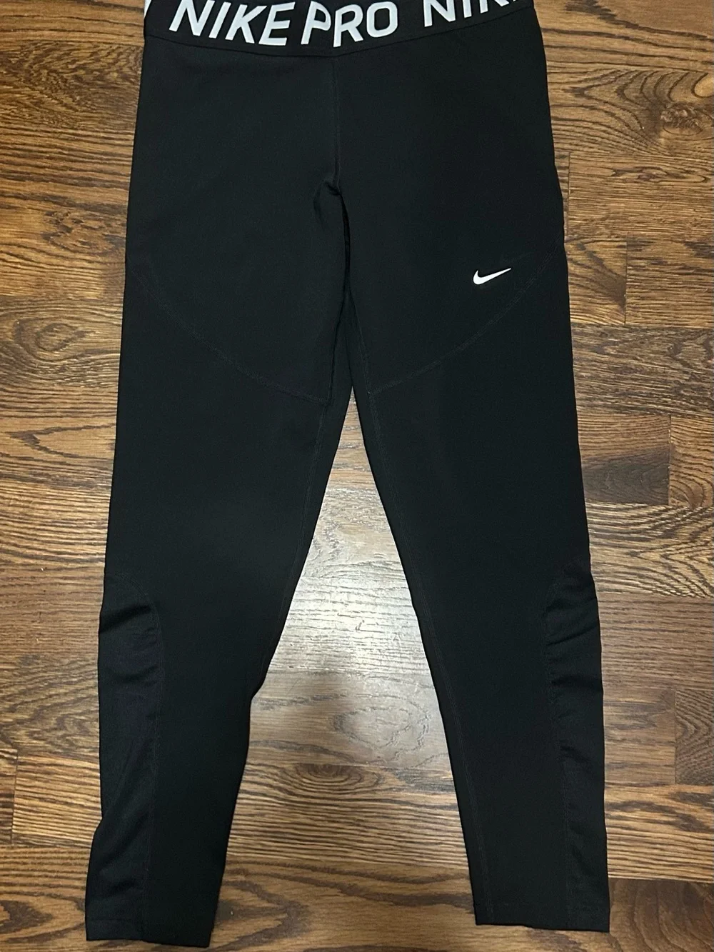 Nike Black Leggings with White Swoosh and NIKE PRO Waistband